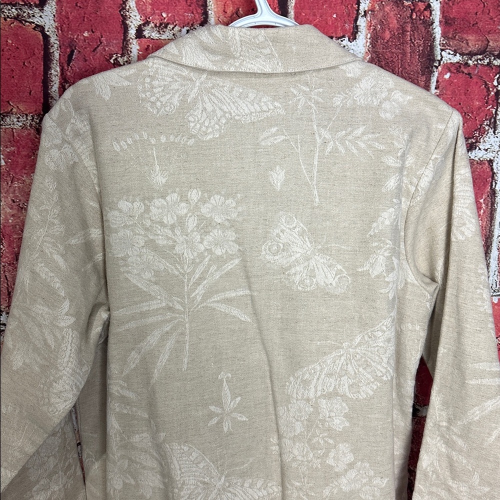 Vintage Coldwater Creek Linen Blend Floral Jacket Blazer Petite Medium PM - Picture 13 of 14